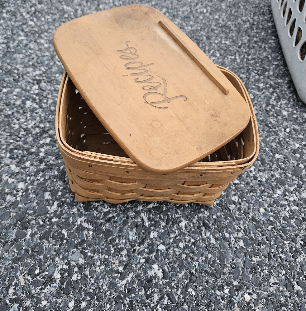 Woven Wooden Longaberger Basket with Lid